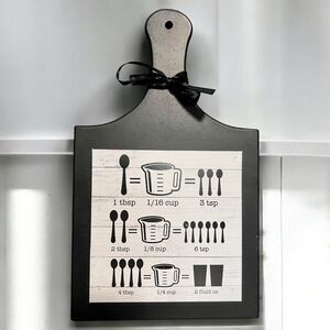Kitchen Measurement Conversions Black Wood Charcuterie Board Decor